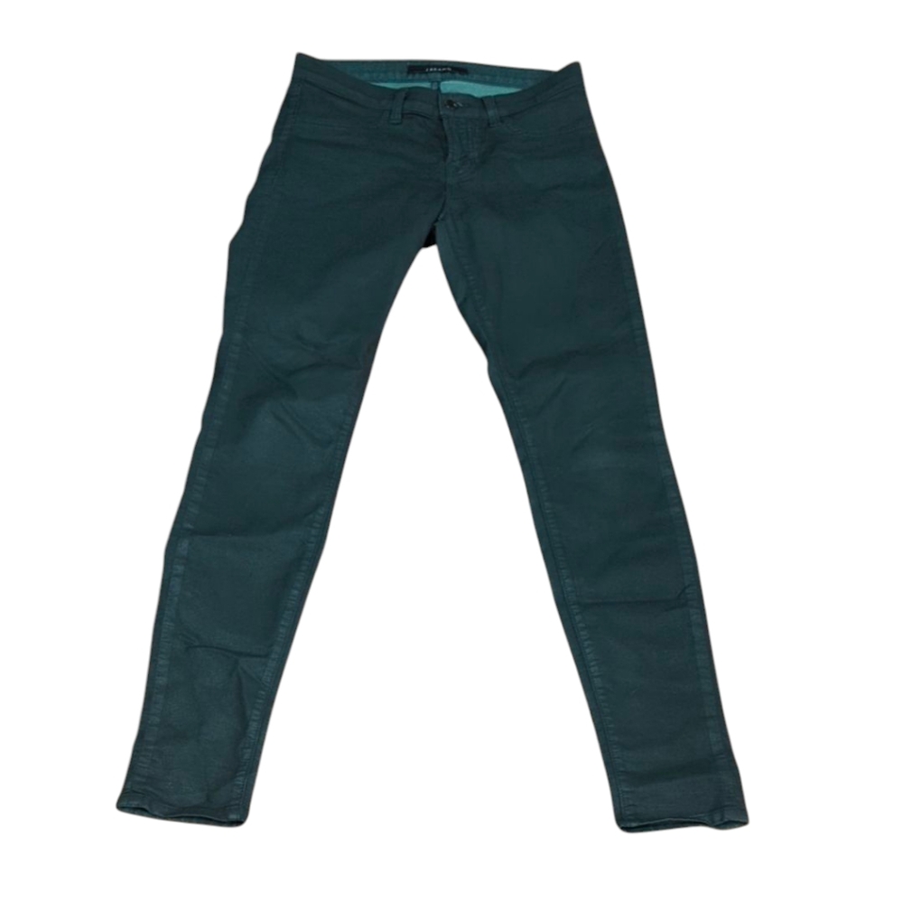 J Brand Super Skinny Green Coated Tex Jeans